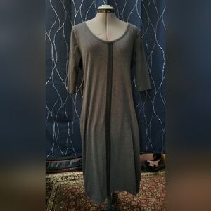 Charcoal Grey Apostrophe Cotton Blend Dress Size M/L